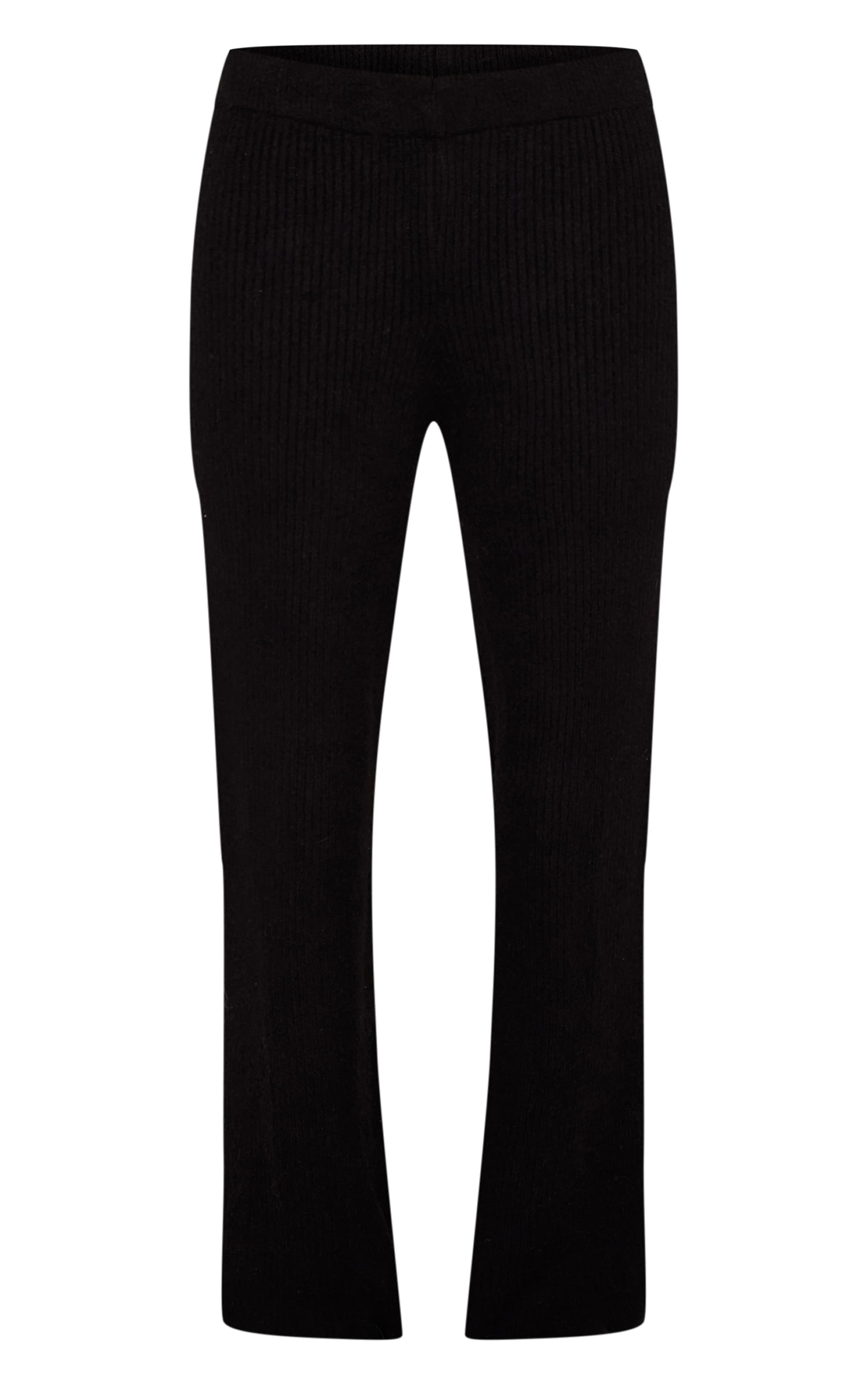 Black Wide Leg Brushed Knit Pants image 5