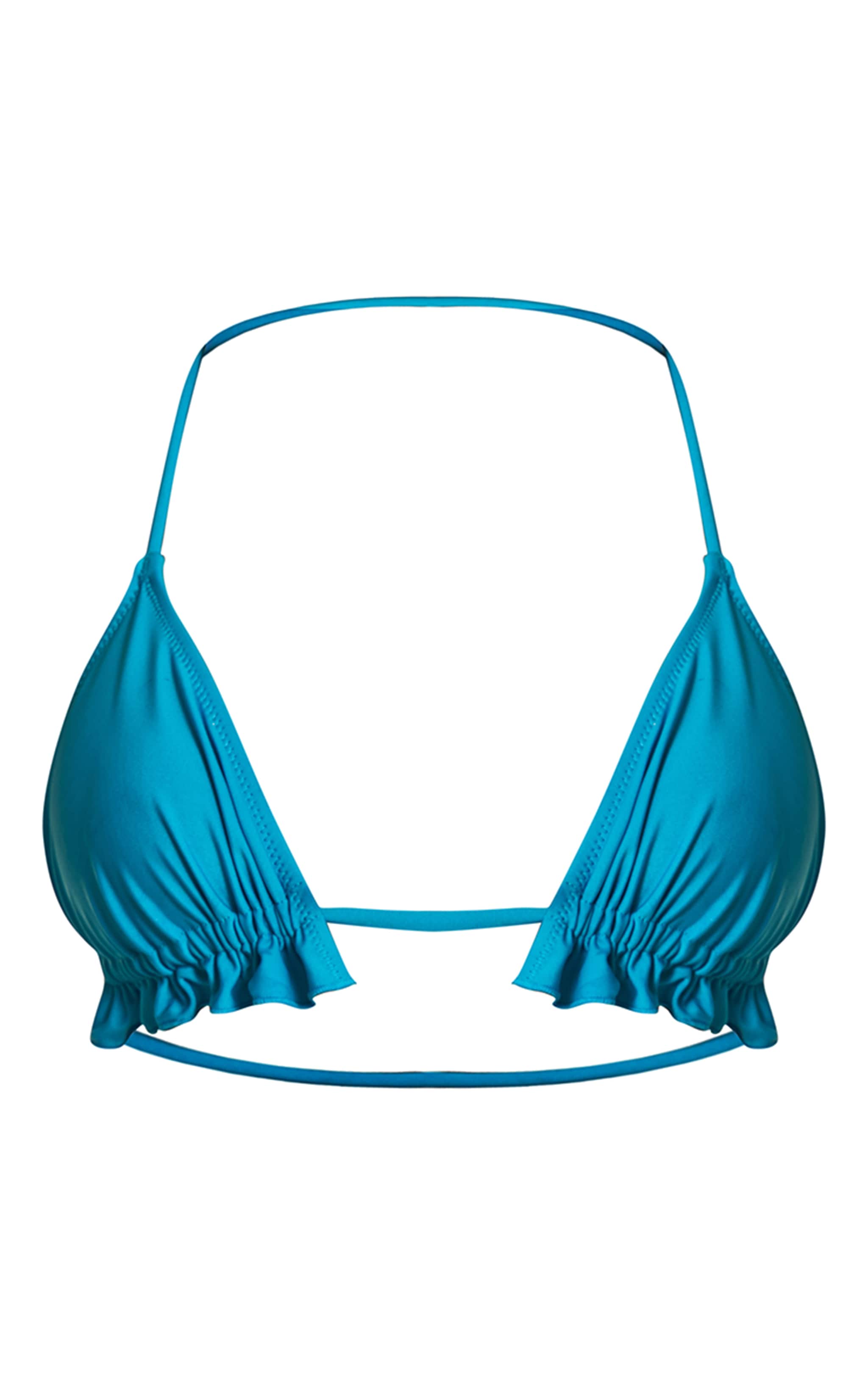 Blue Frill Edge Triangle Bikini Top image 5