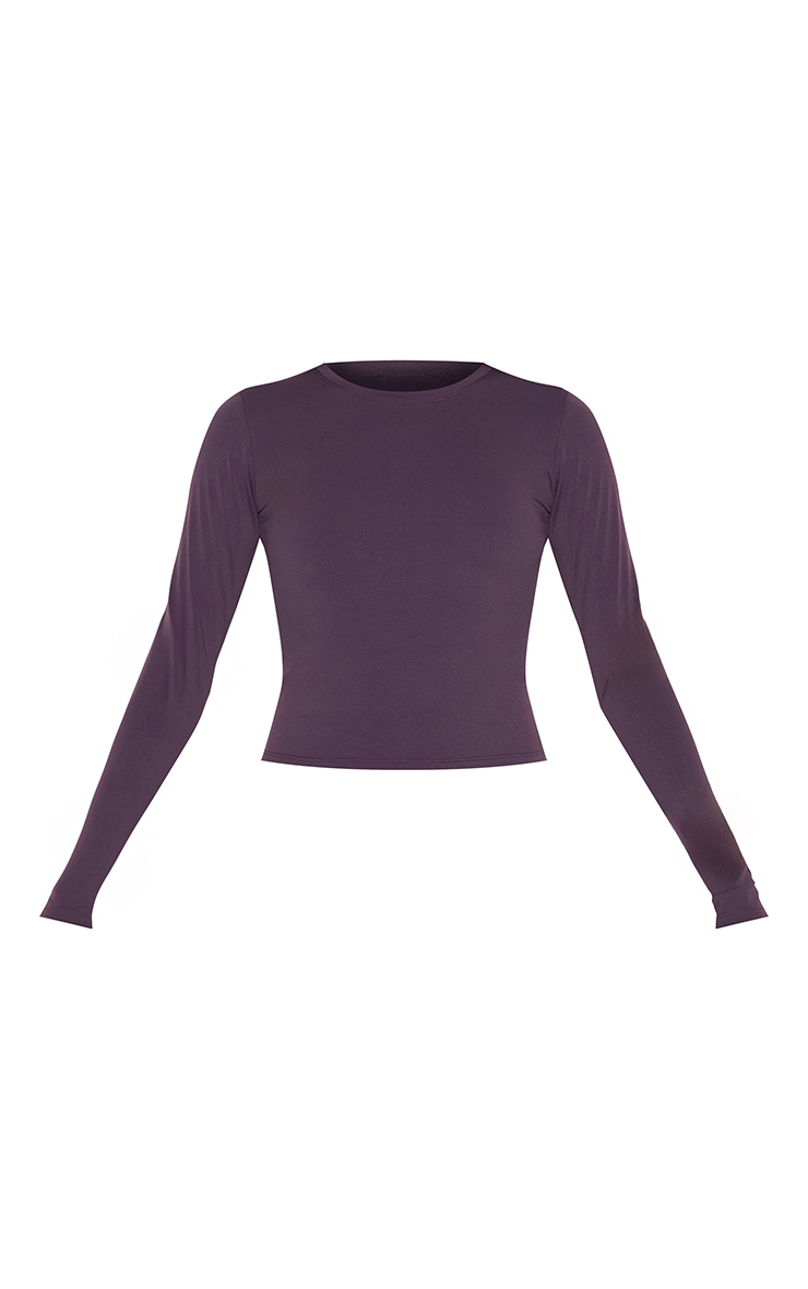 Dark Plum Ultimate Sculpt Long Sleeve Crop Gym Top image 5