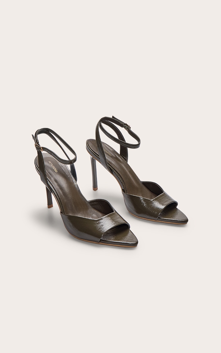 Olive Point Toe Vamp Strap High Stiletto Heeled Sandals image 3