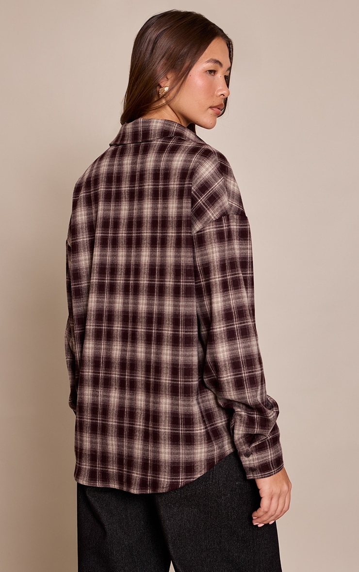 Brown Brushed Check Long Sleeve Shirt image 2