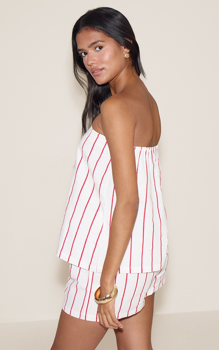 Red Pinstripe Elasticated Bandeau Top image 2