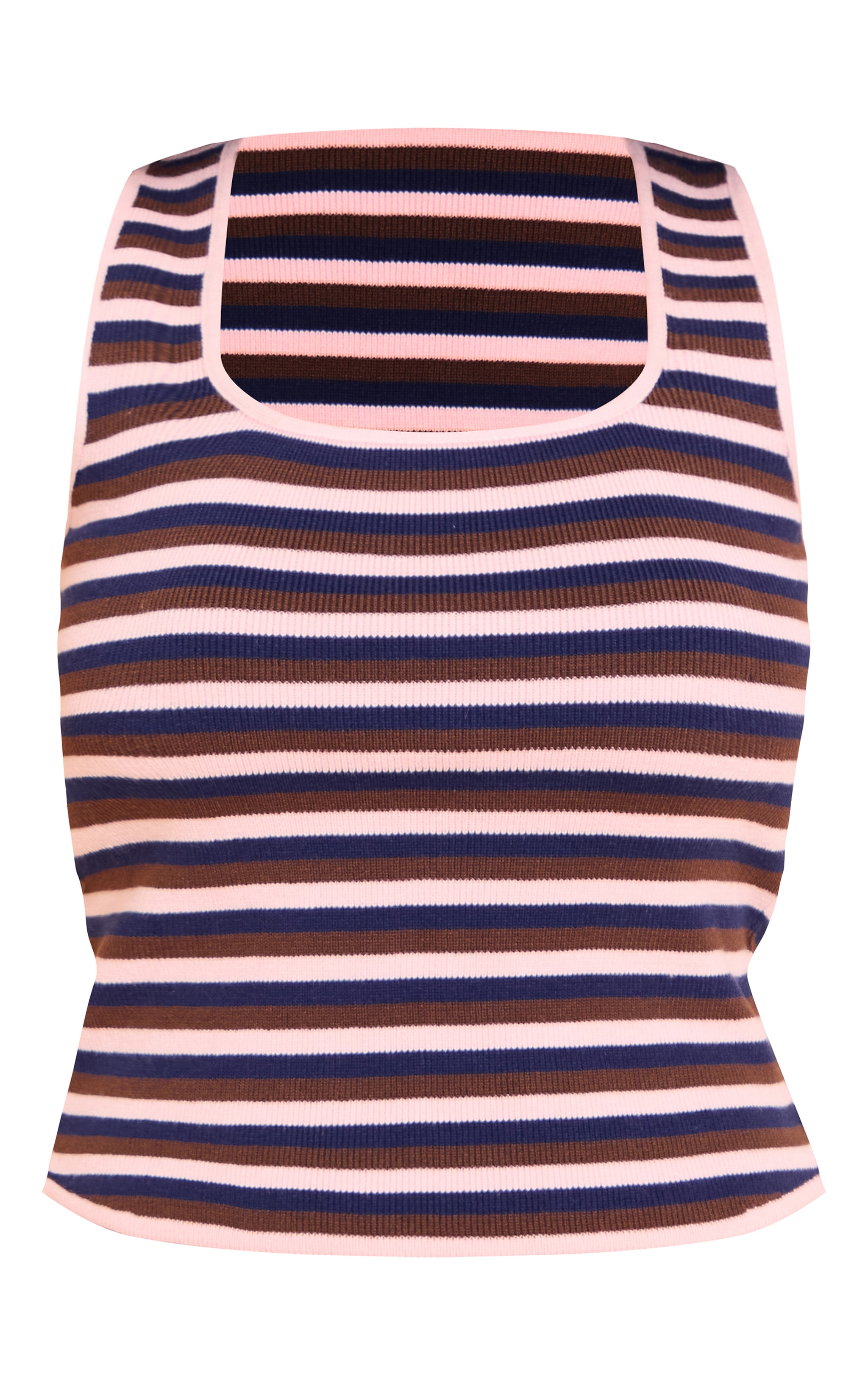 Pink Striped Knit Scoop Neck Tank Top image 5