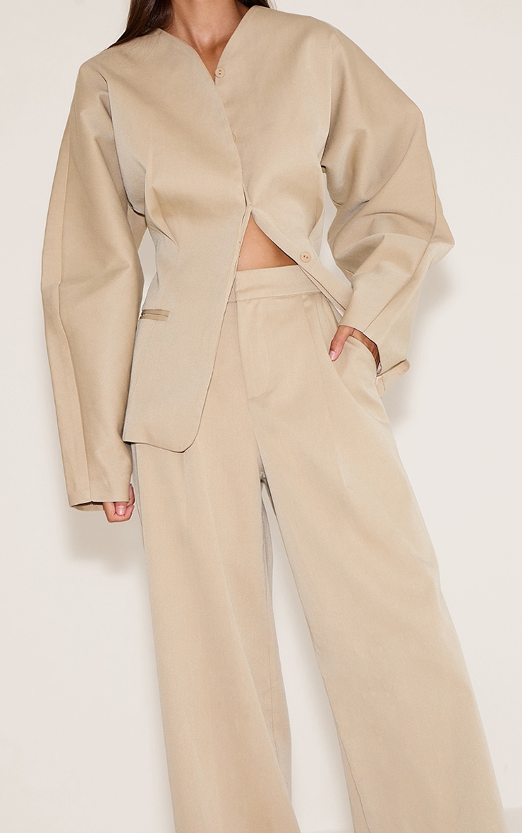 Sand Premium Woven Tailored Wide Leg Pleated Front Pants image 4