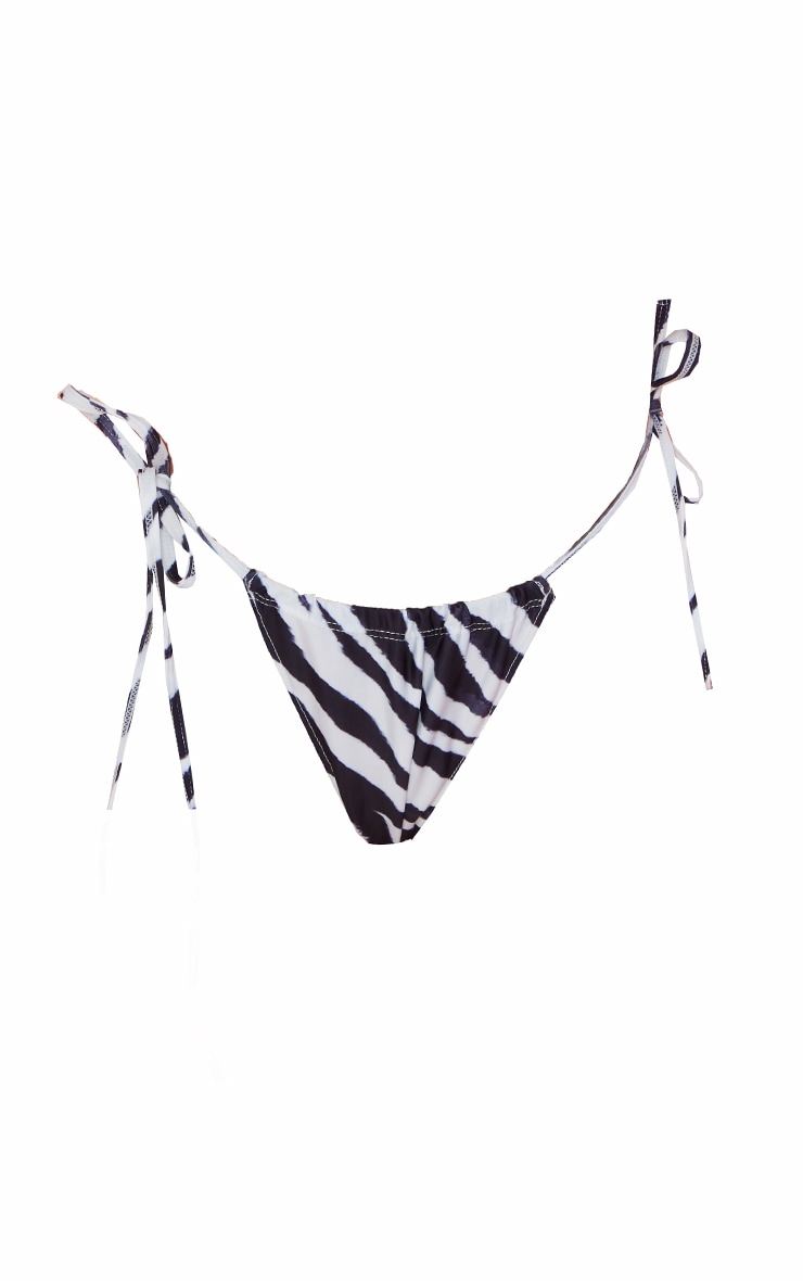 Monochrome Zebra Ruched Adjustable Bikini Bottoms image 5