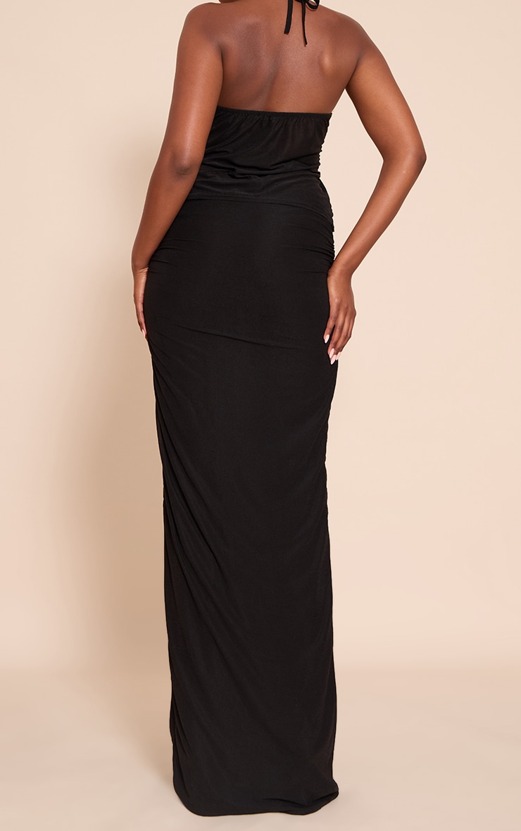 Black Chiffon Gold Trim Maxi Skirt image 3