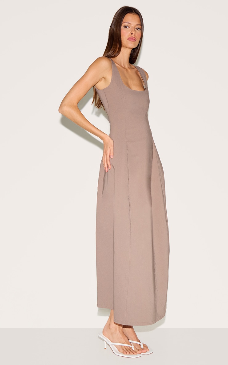  Taupe Scoop Neck Sleeveless Maxi Dress image 3