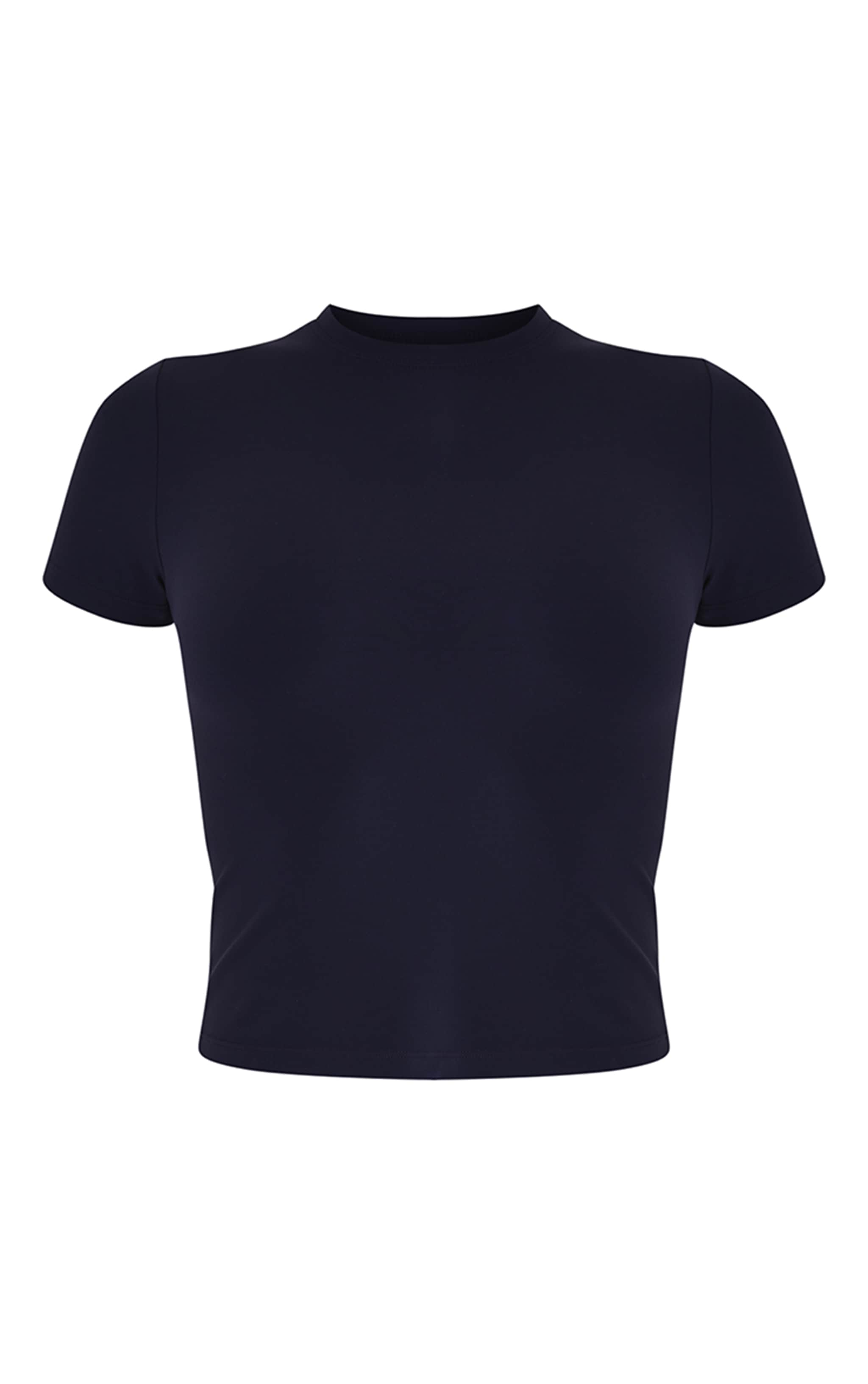 Navy Sculpt Longline Short Sleeve Gym Top image 5