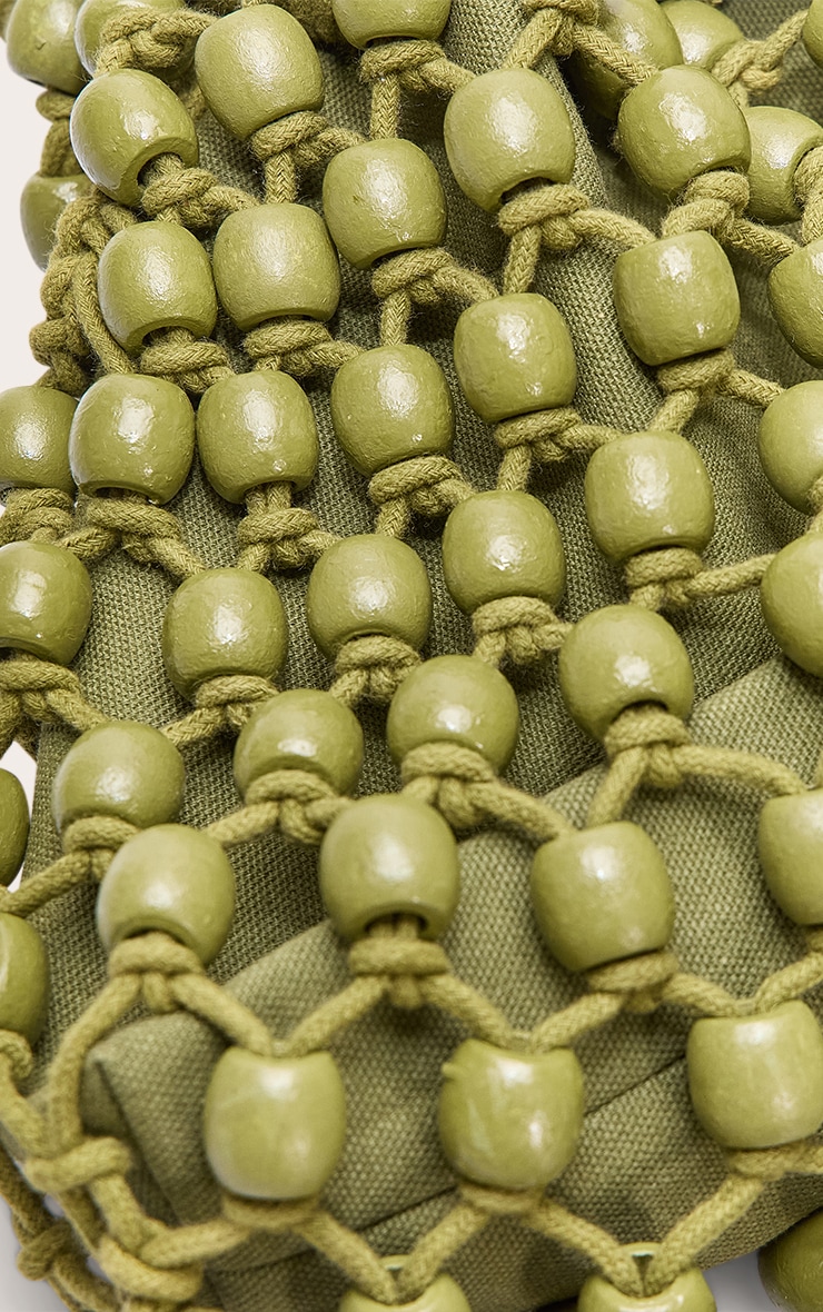 Olive Beaded Weave Bucket Bag image 5