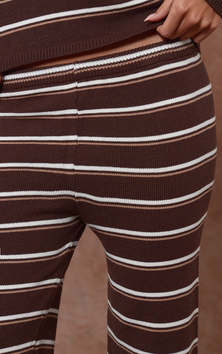 Chocolate Striped Knitted Trousers image 4