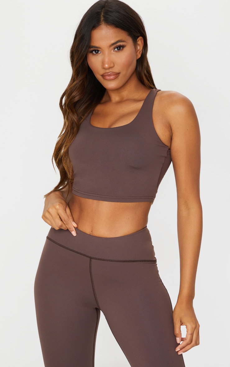 Chocolate Brushed Open Back Crop Top