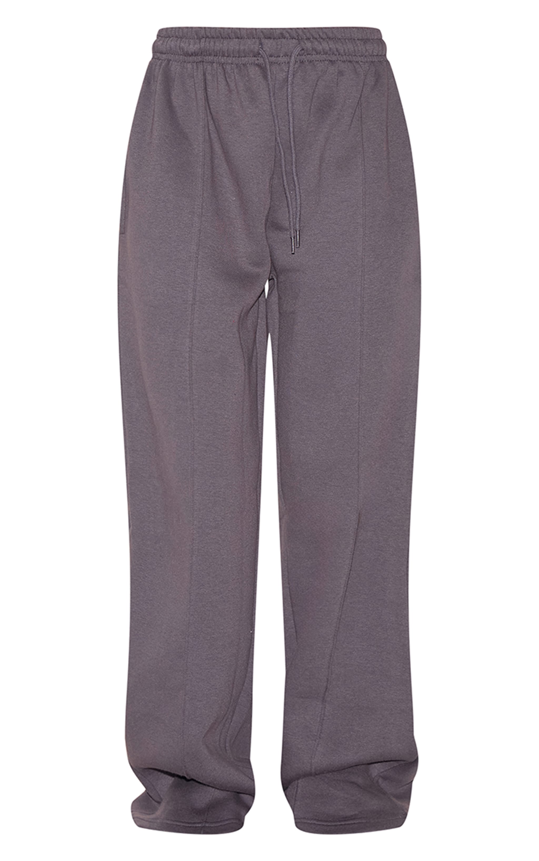 Charcoal Seam Detail Wide Leg Sweatpants | Athleisure