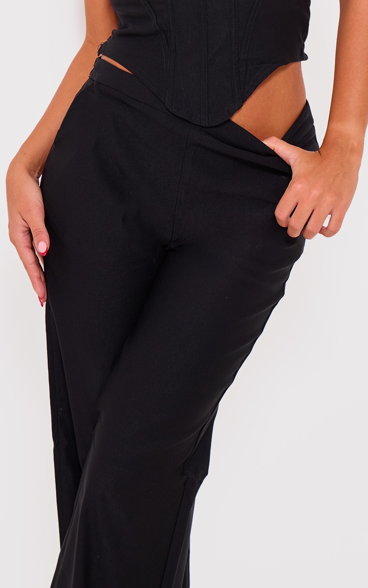 Pantalon droit tissé noir à taille basse image 4