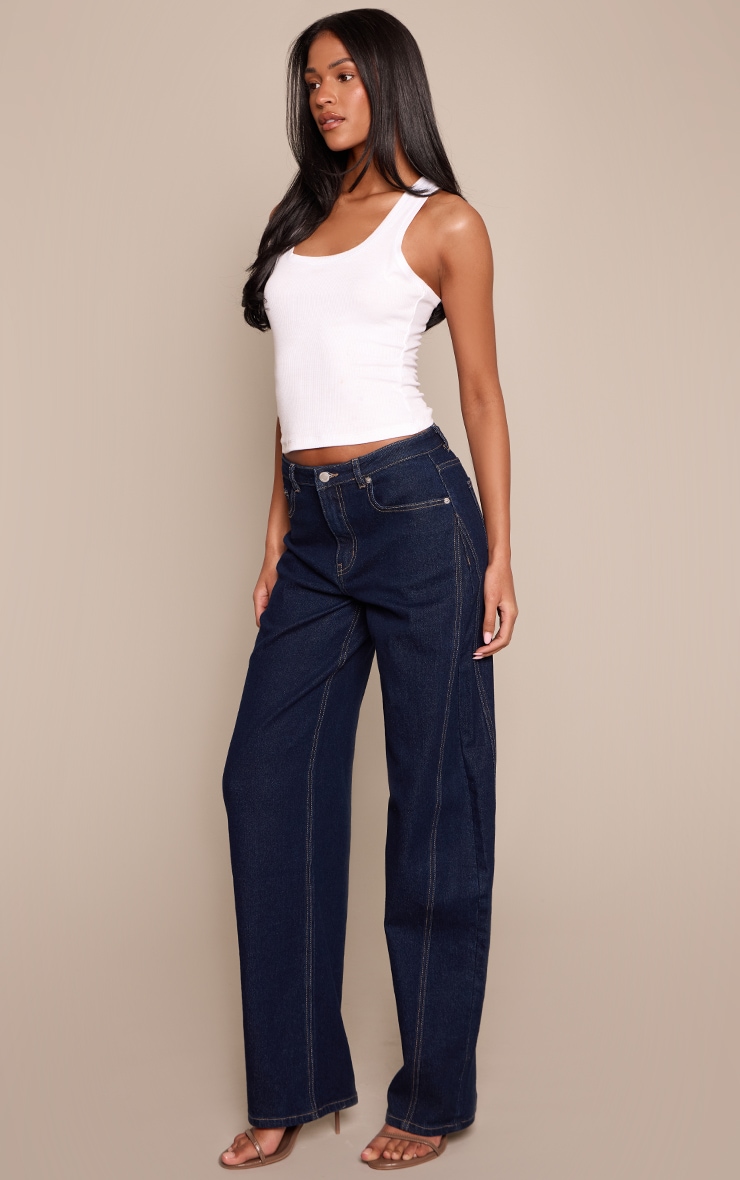 Tall Indigo Mid Rise Stretch Barrel Jeans image 2