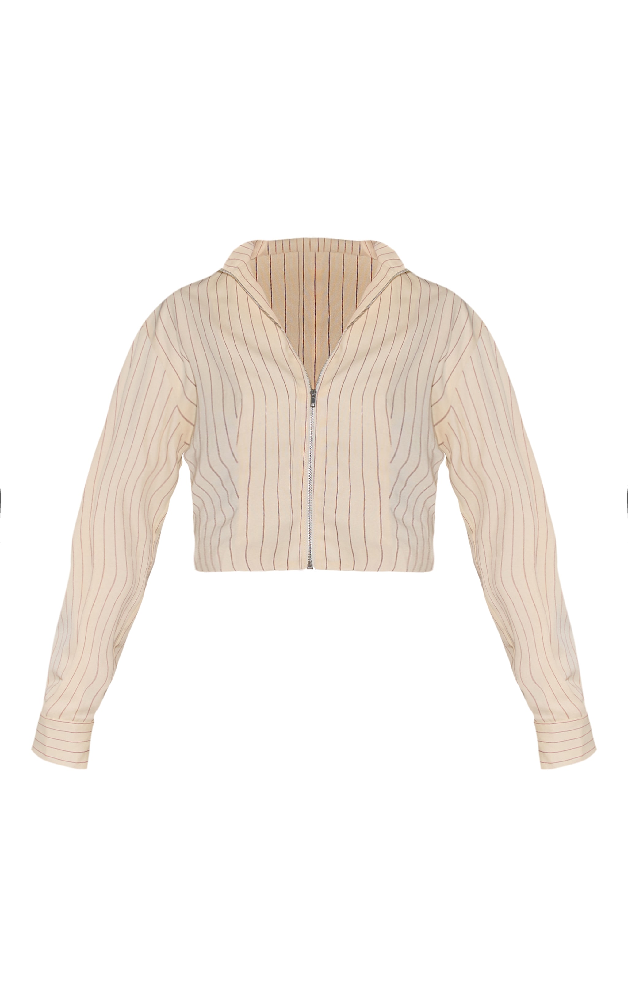 Cream Pinstriped Fitted Jacket image 5