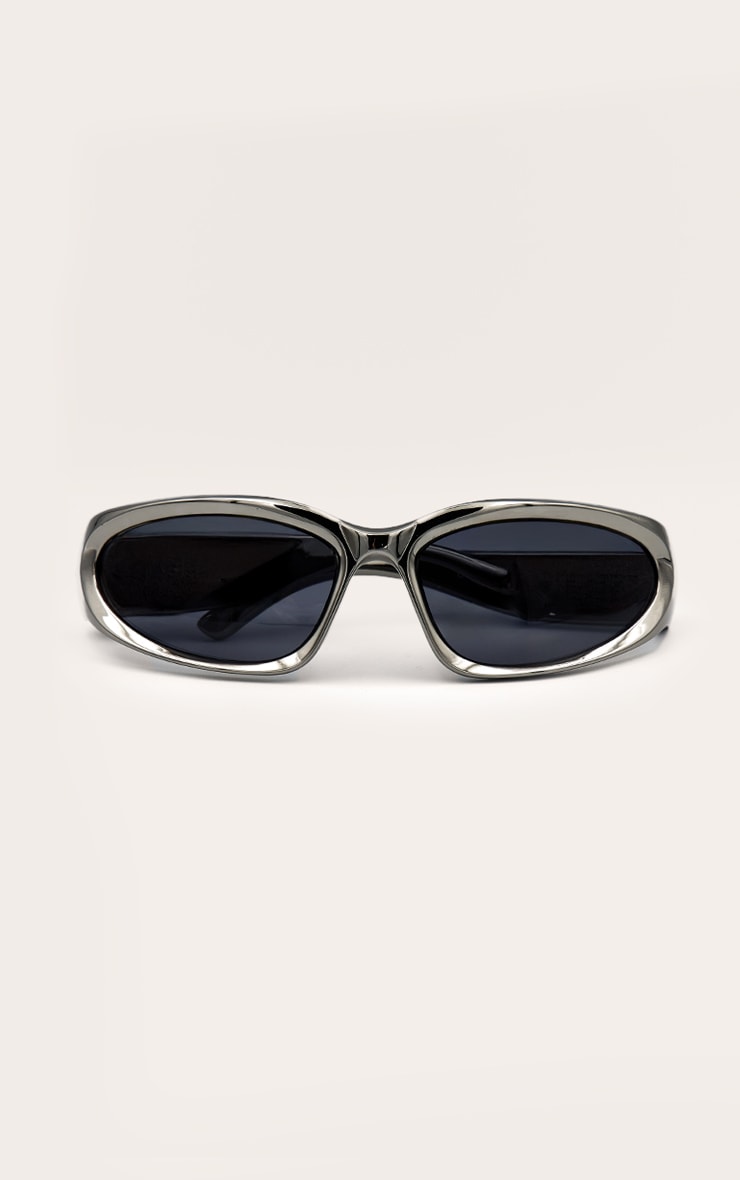 Grey Mirrored Sporty Visor Sunglasses