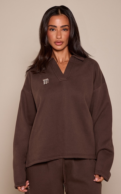 Petite Chocolate PLT Collared Sweatshirt