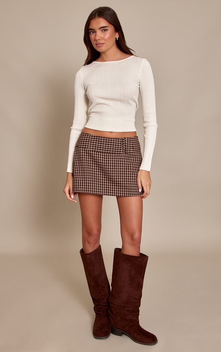 Brown Check Woven Belt Skort  image 4