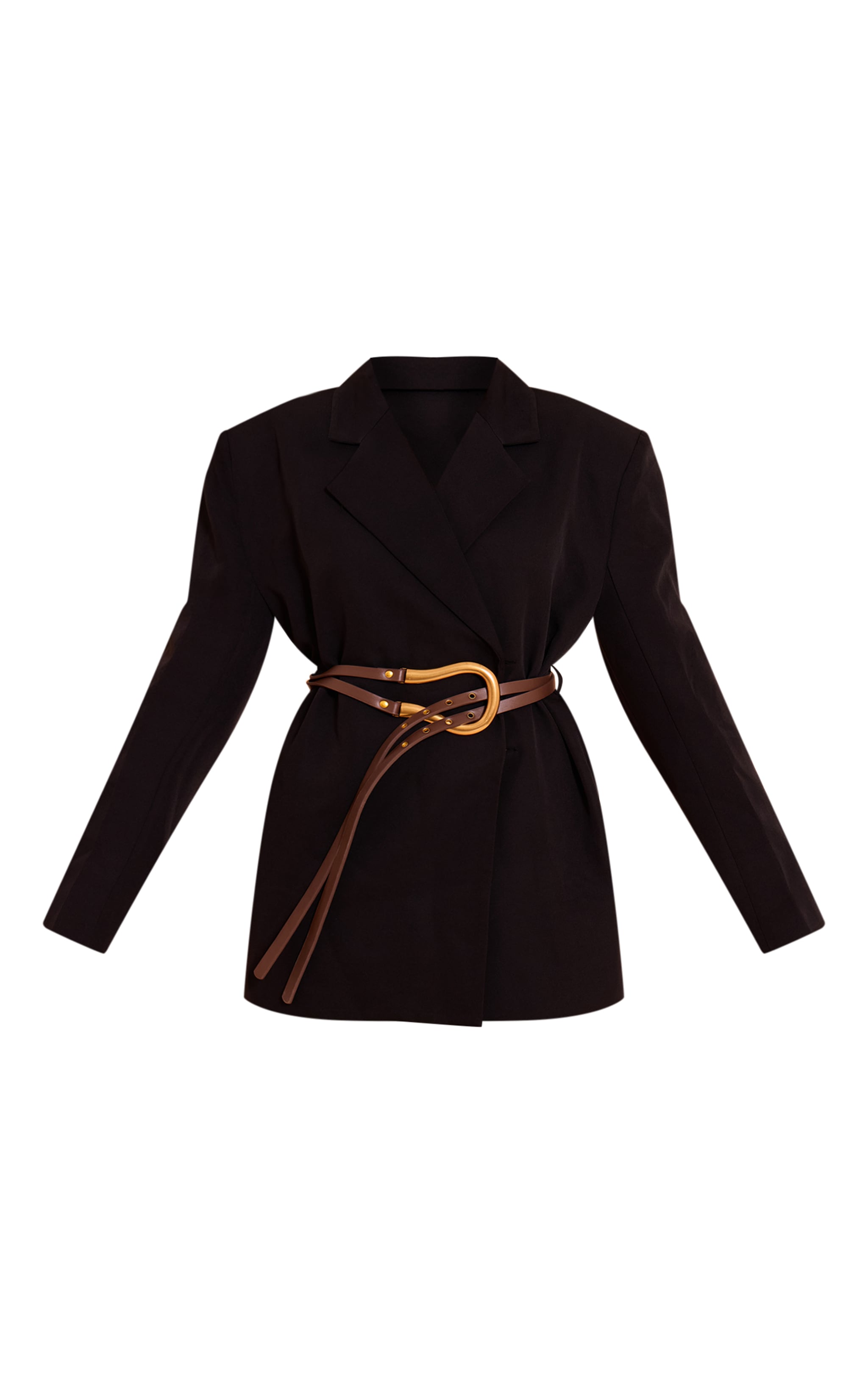 Black Woven Belt Blazer Dress image 5