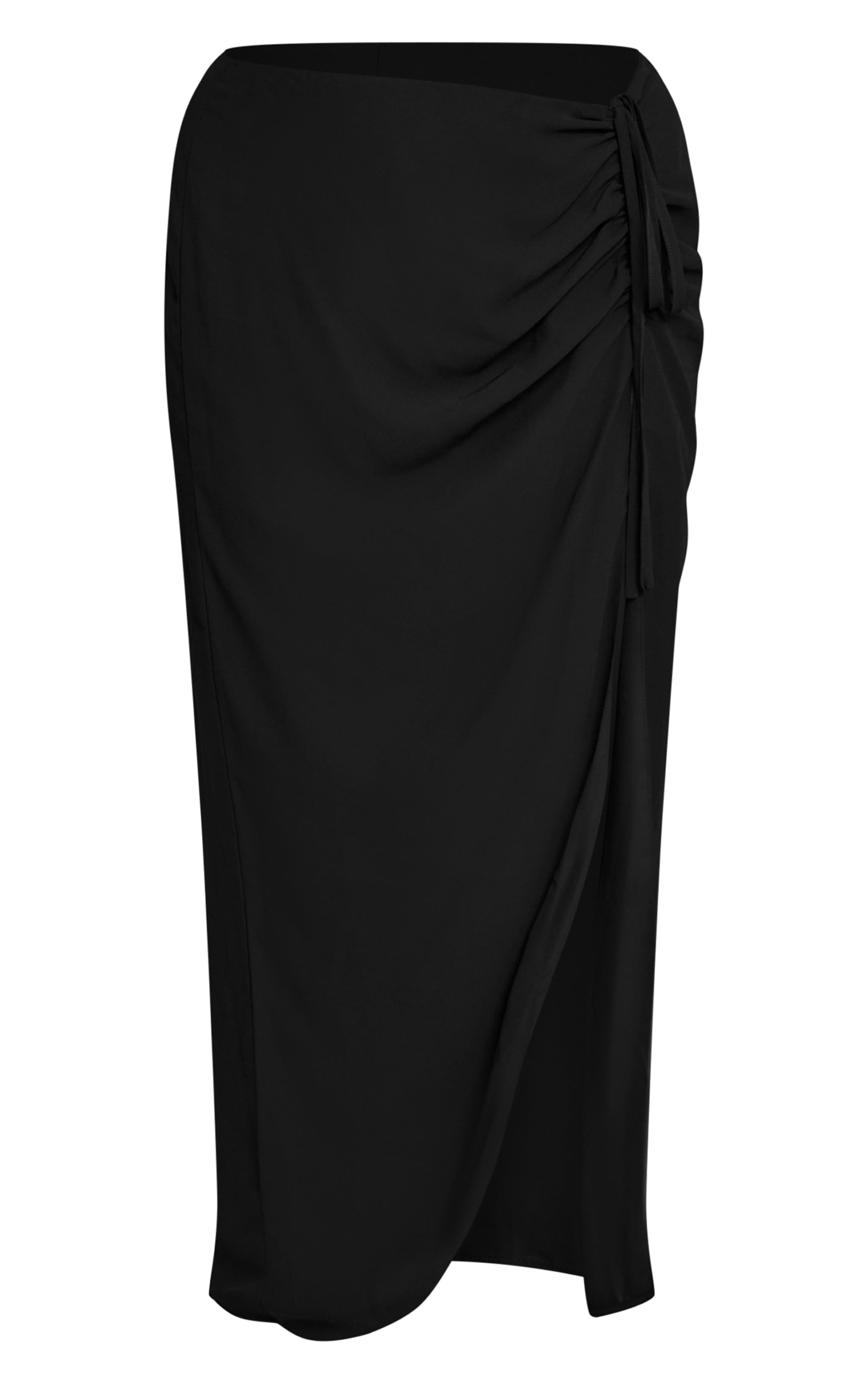 Shape Black Chiffon Ruched Split Maxi Skirt image 5