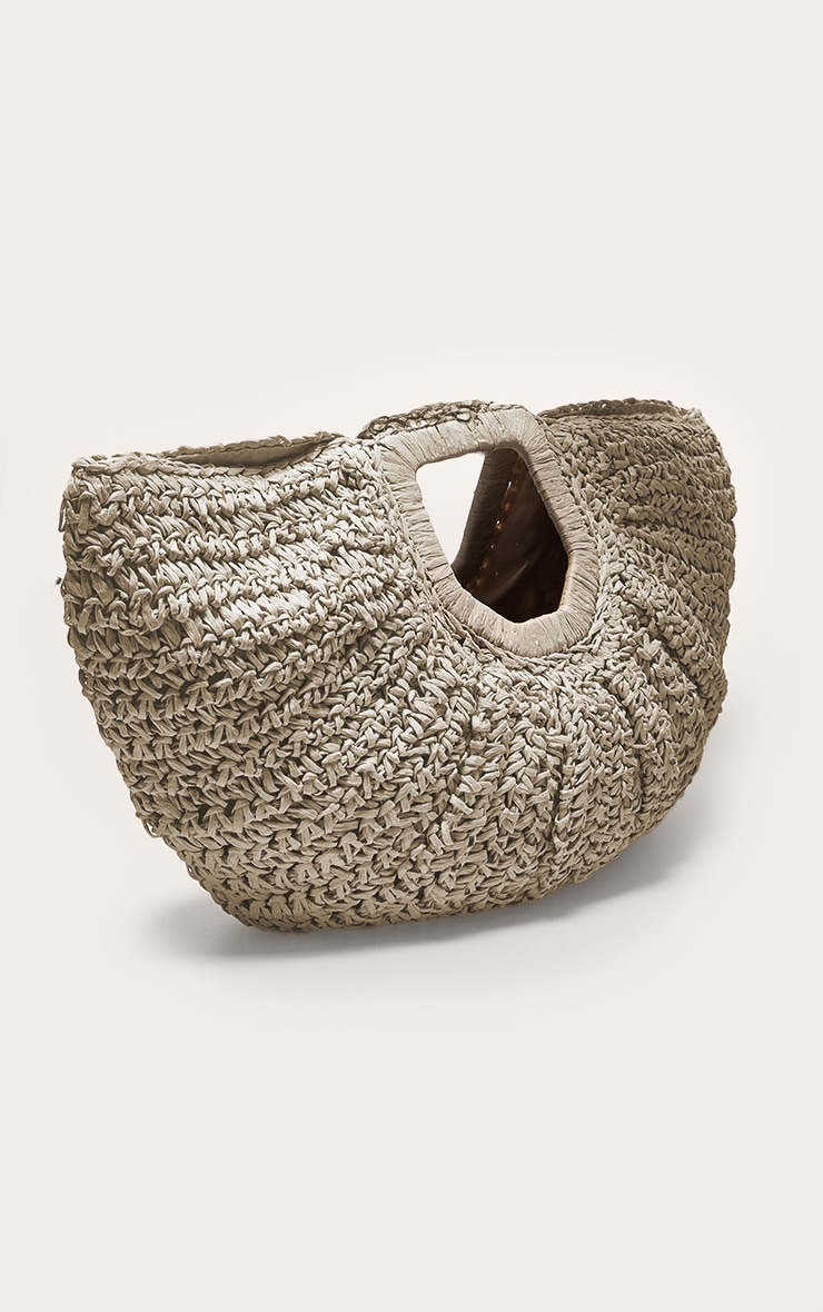 Natural Raffia Curved Handbag image 2