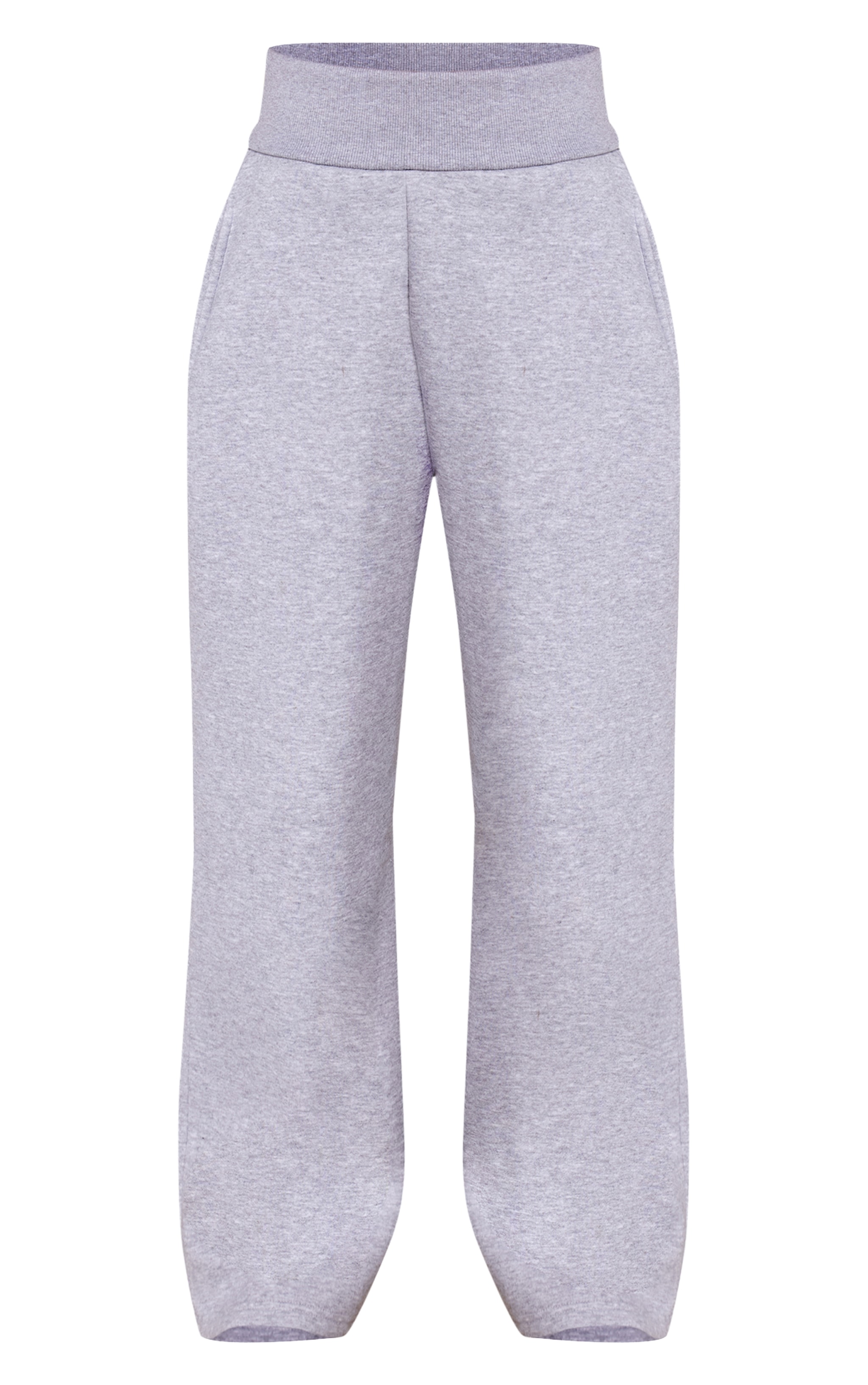 Grey Marl Fold Over Waist Wide Leg Sweatpants image 5