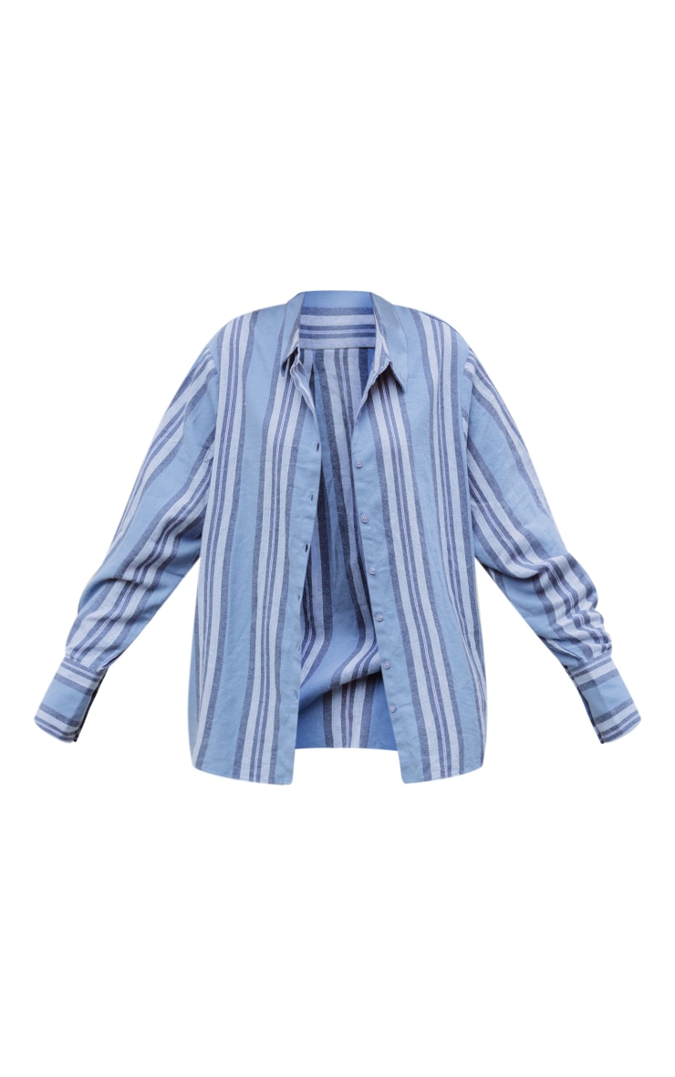 Navy Lightweight Stripe Oversized Shirt image 4