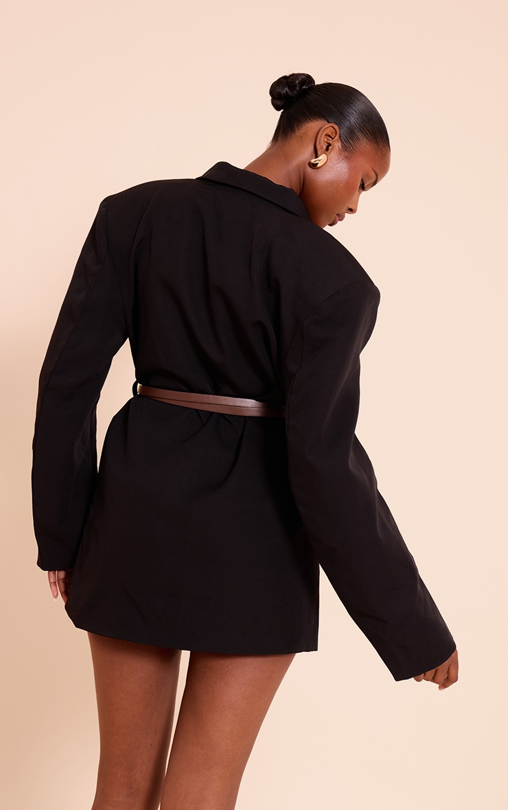 Black Woven Belt Blazer Dress image 2