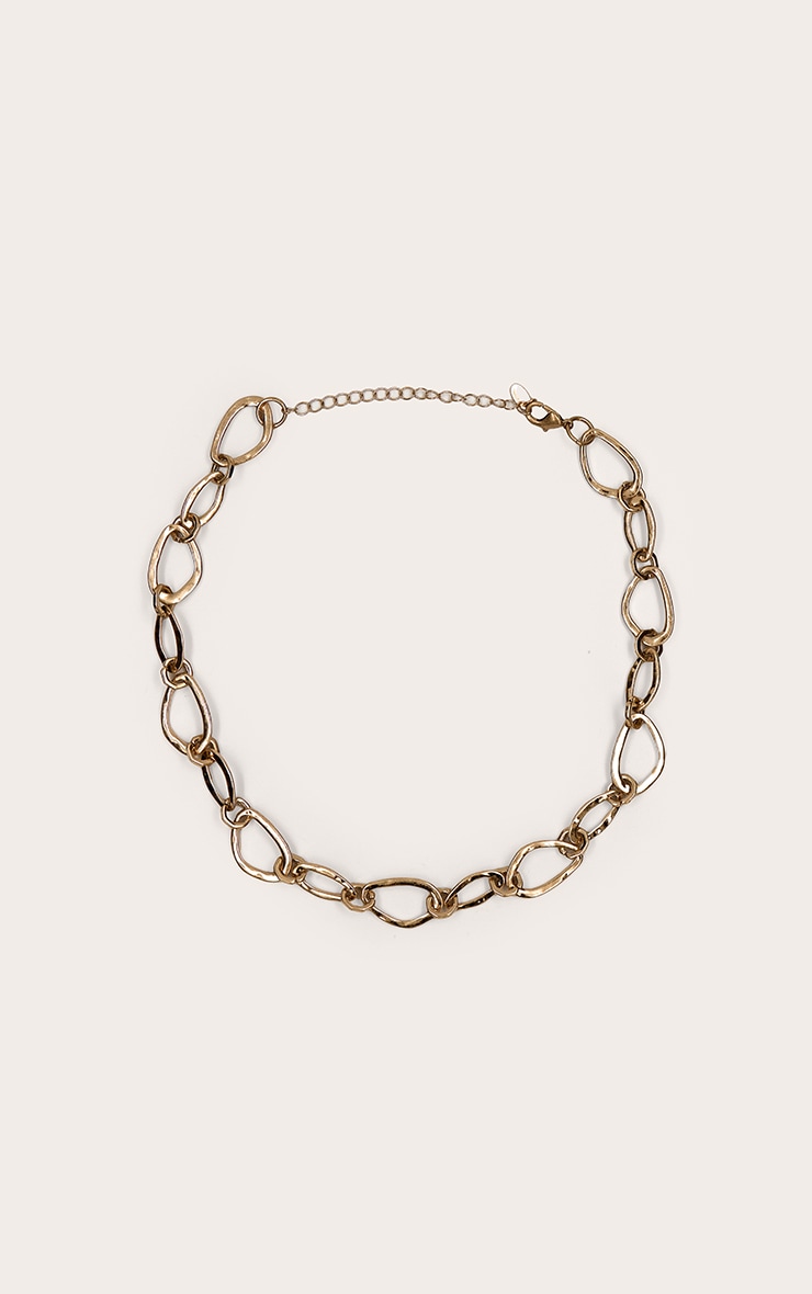 Collier doré effet usé à maillons abstraits image 2