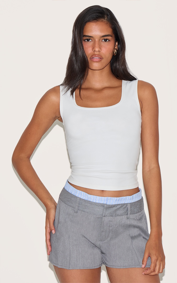 Grey Woven Stripe Contrast Tailored Shorts image 2