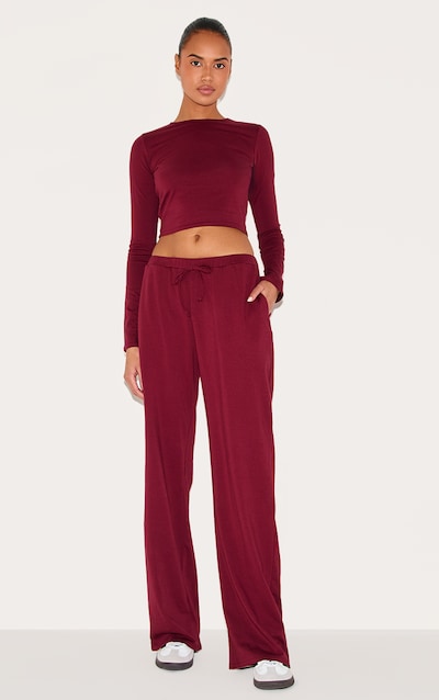 Pantalon large en coton bordeaux