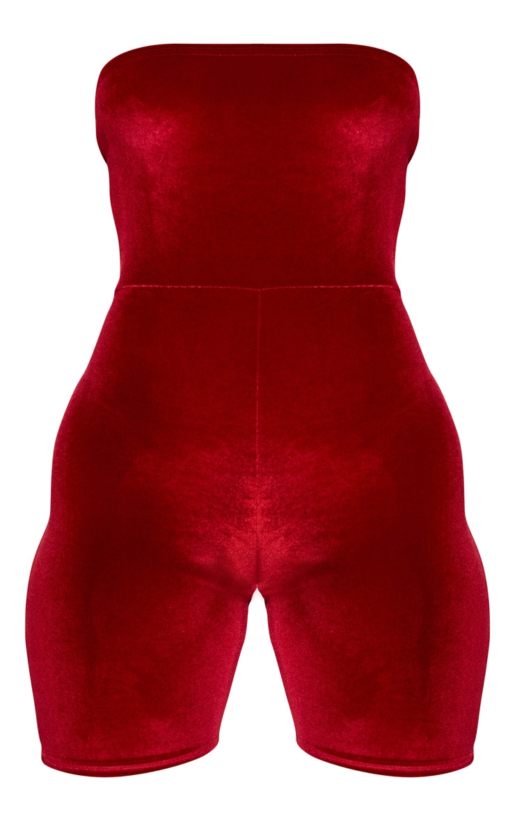 Burgundy Velvet Bandeau Unitard PrettyLittleThing USA