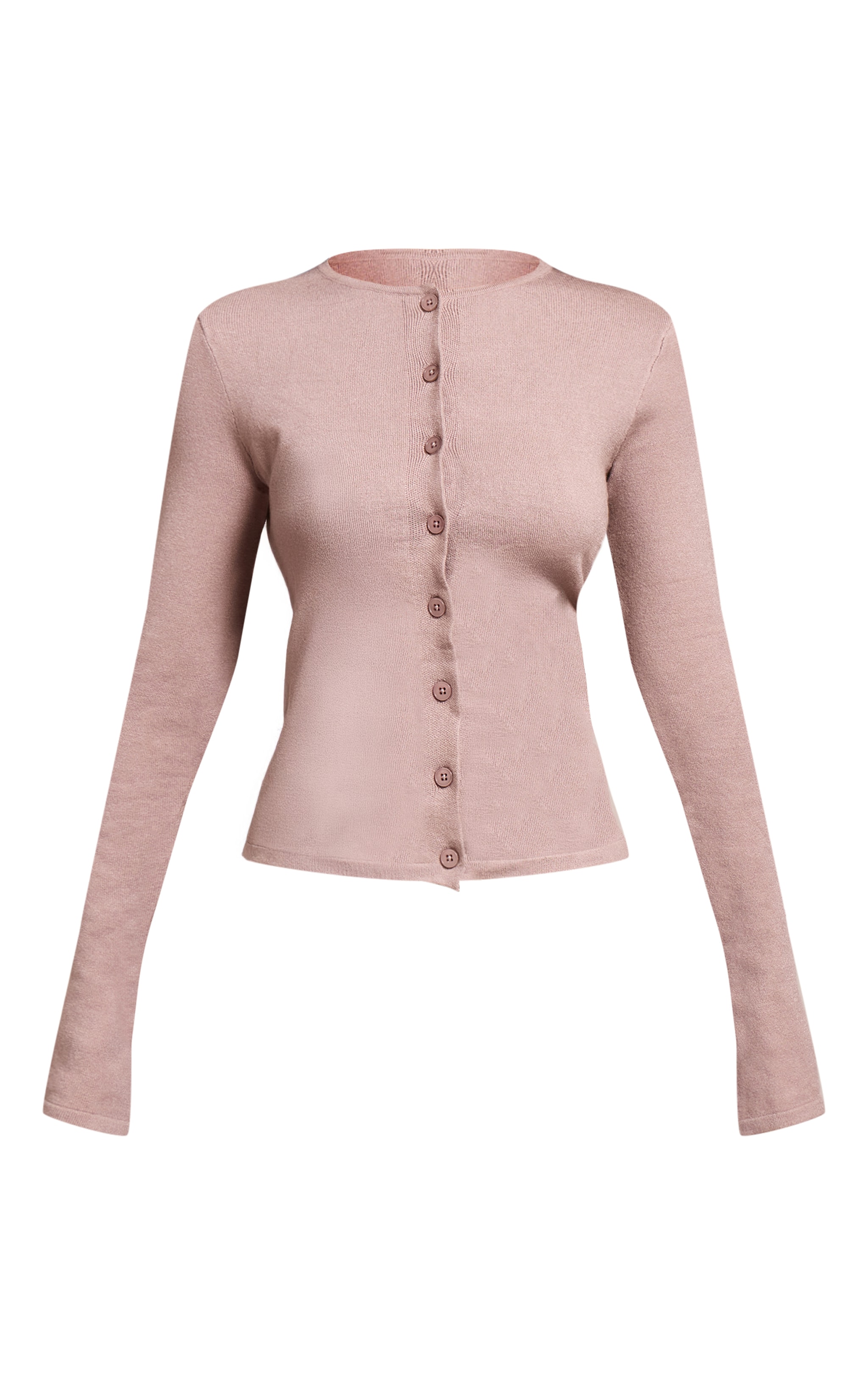 Petite Taupe Button Through Fine Knit Cardigan image 5