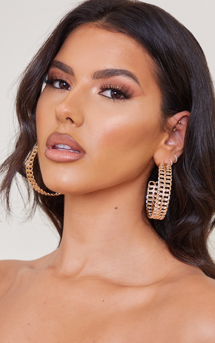 Gold Chunky Chain Thick Hoop Earrings