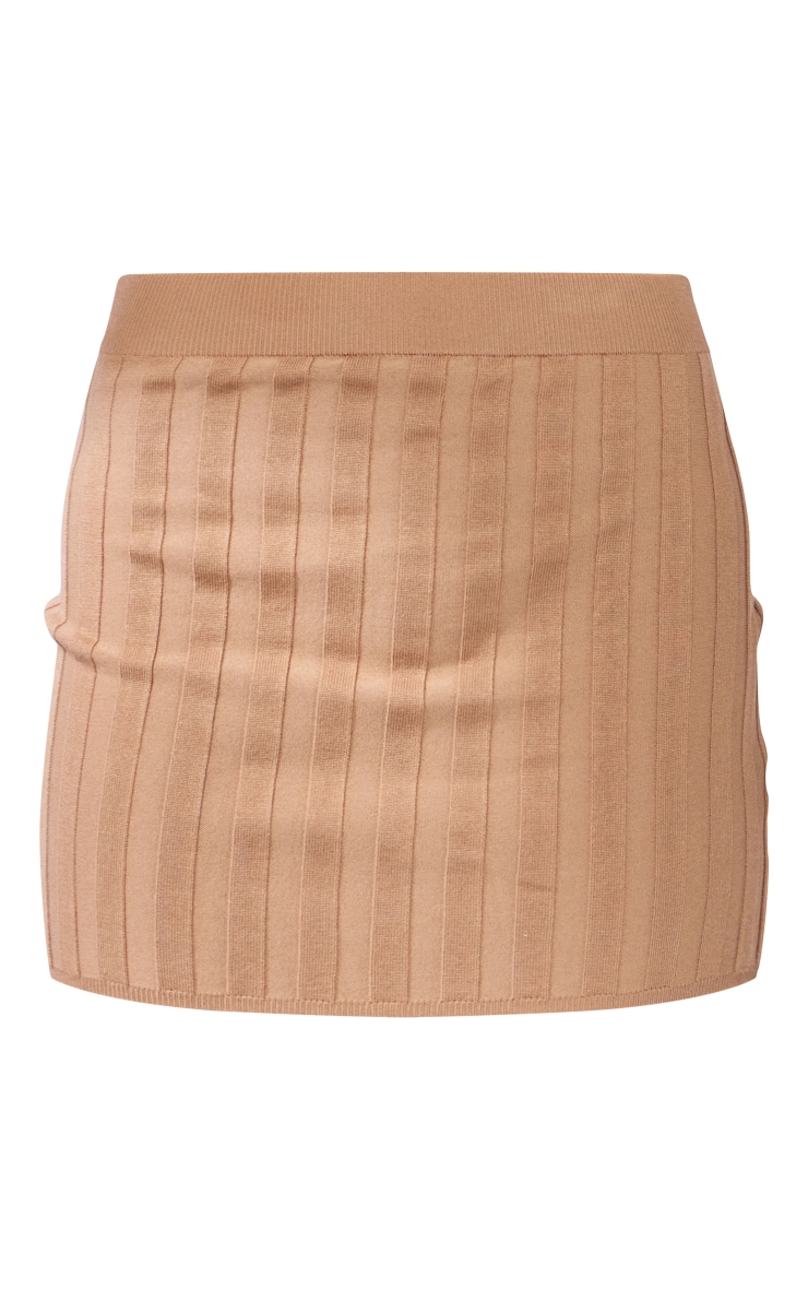  Latte Wide Rib Knit Mini Skirt image 6