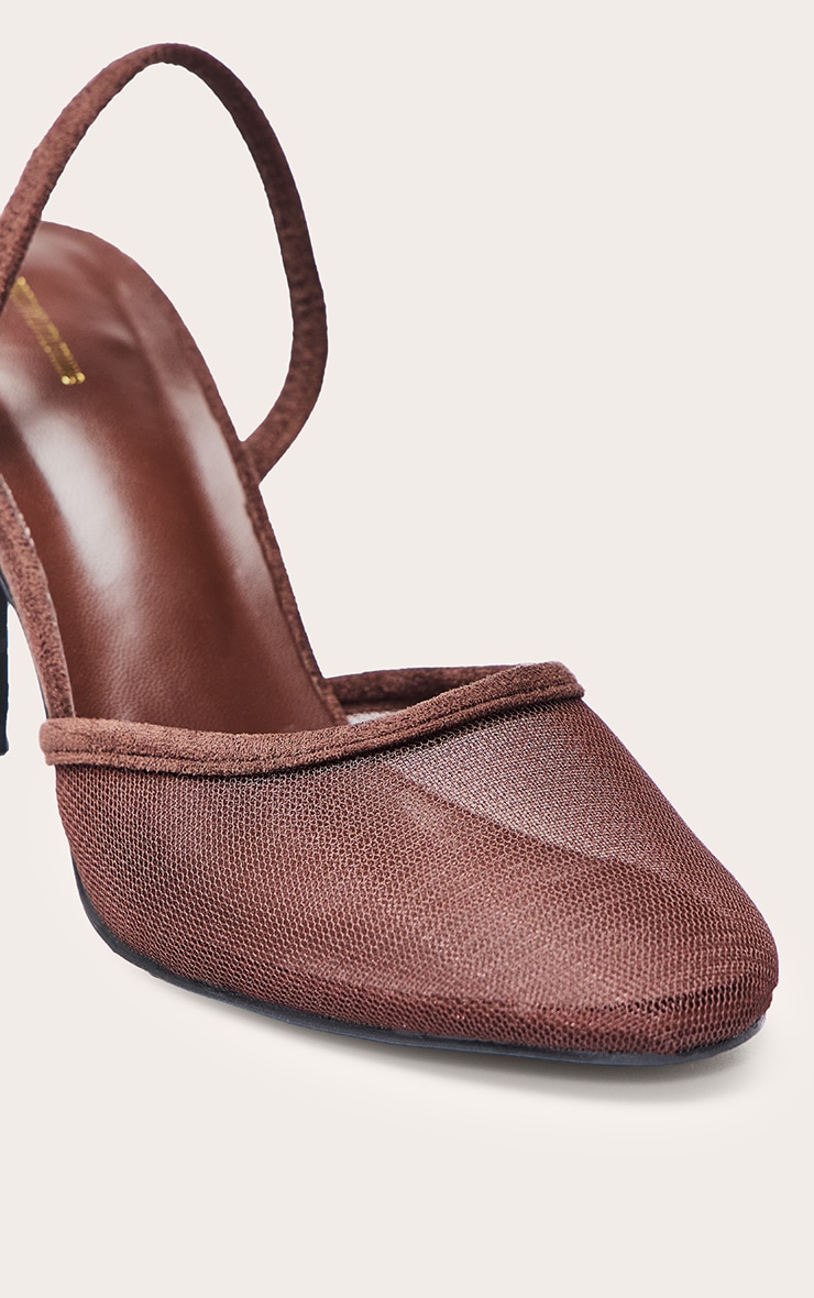 Chocolate Mesh Round Toe Sling Back image 5