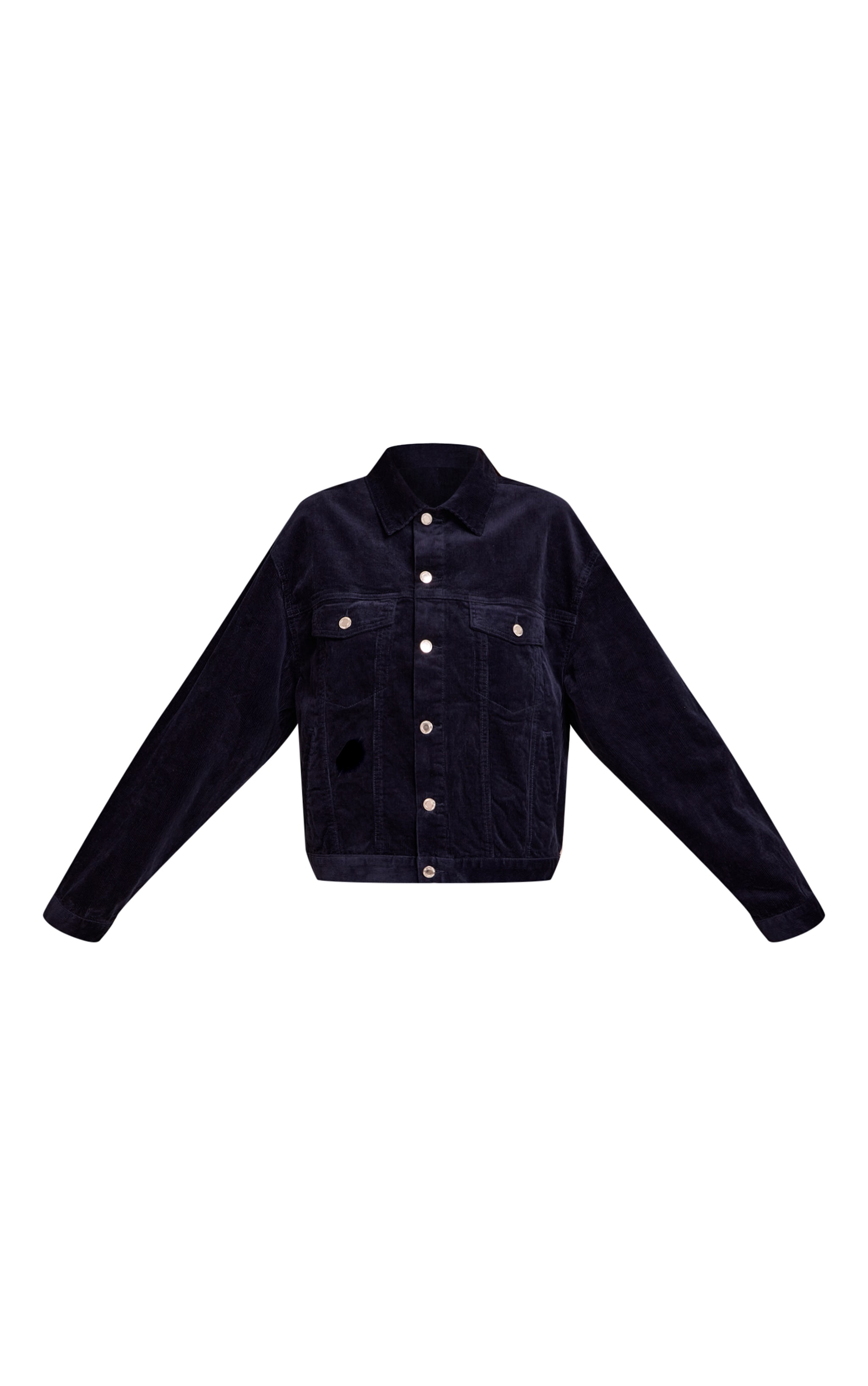Navy Cord Classic Boxy Denim Jacket image 5