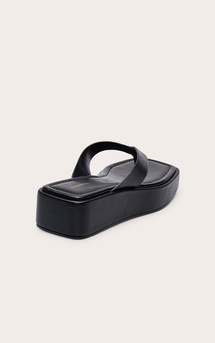 Black Flatform Toe Thong Flatform Sandal image 4