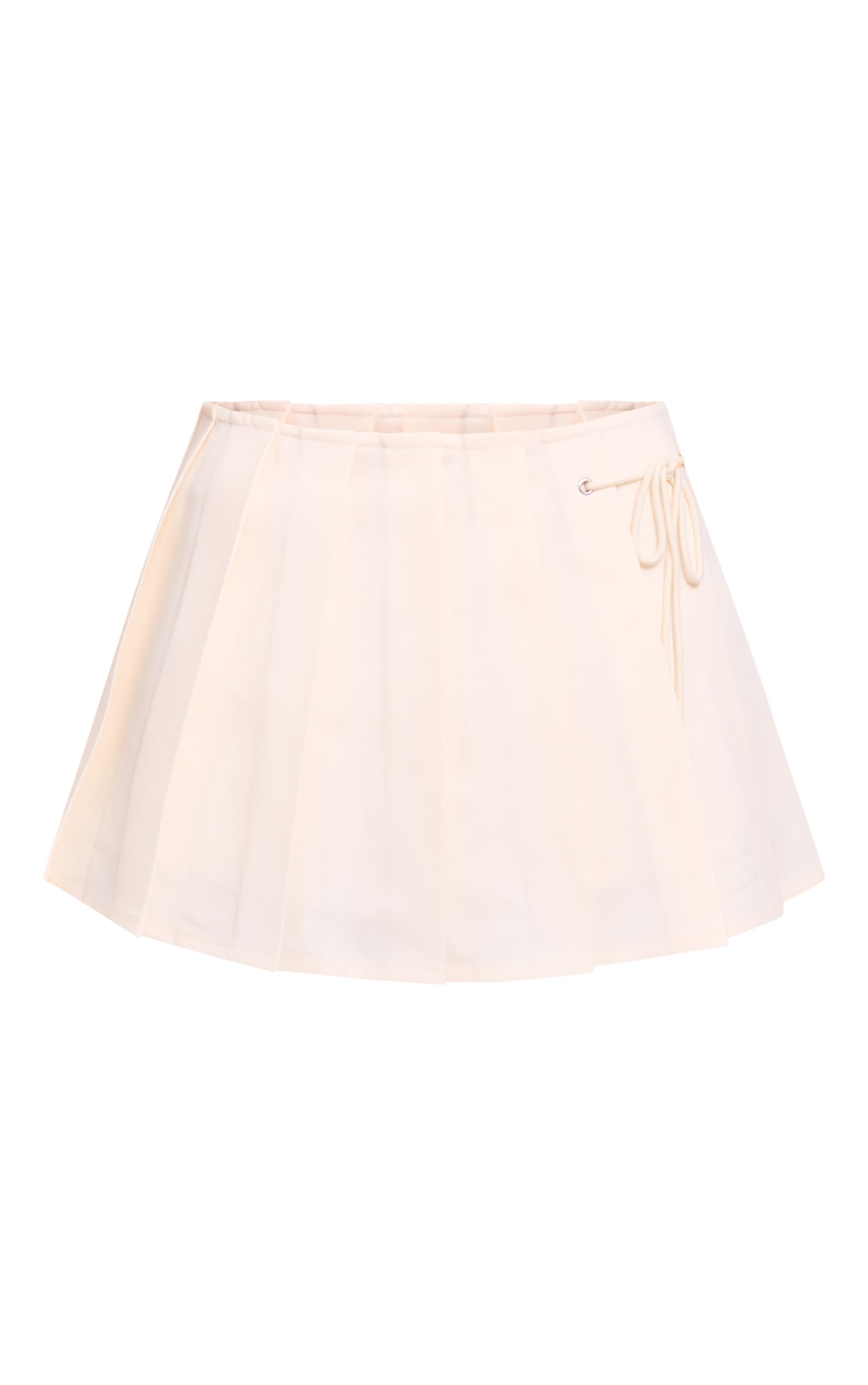 Cream Bow Detail Pleated Mini Skort image 6