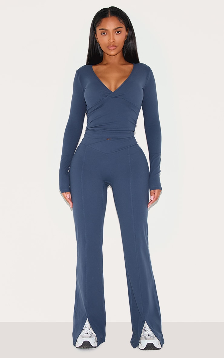 Shape Navy Sculpt Active Wrap V Neck Long Sleeve Top image 3