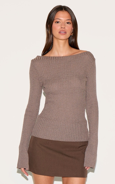 Mocha Rib Knit Long Sleeve Top
