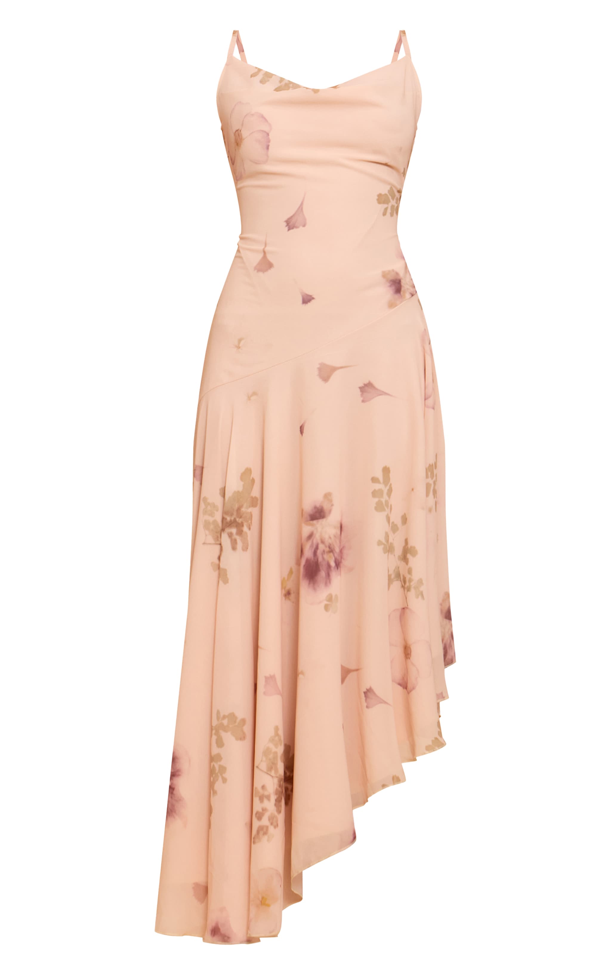Cream Printed Strappy Cowl Neck Maxi Dress image 5