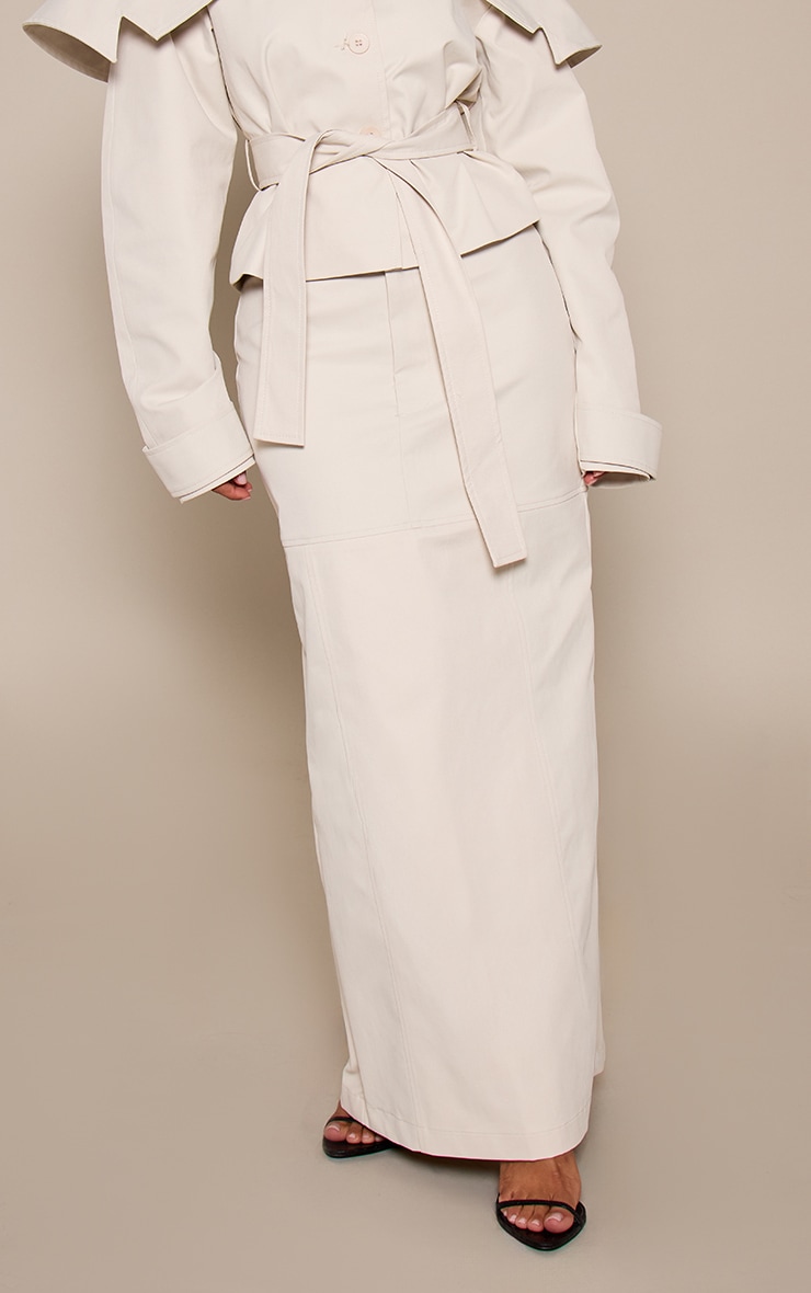 Petite Stone Seam Detail Tailored Maxi Skirt image 2