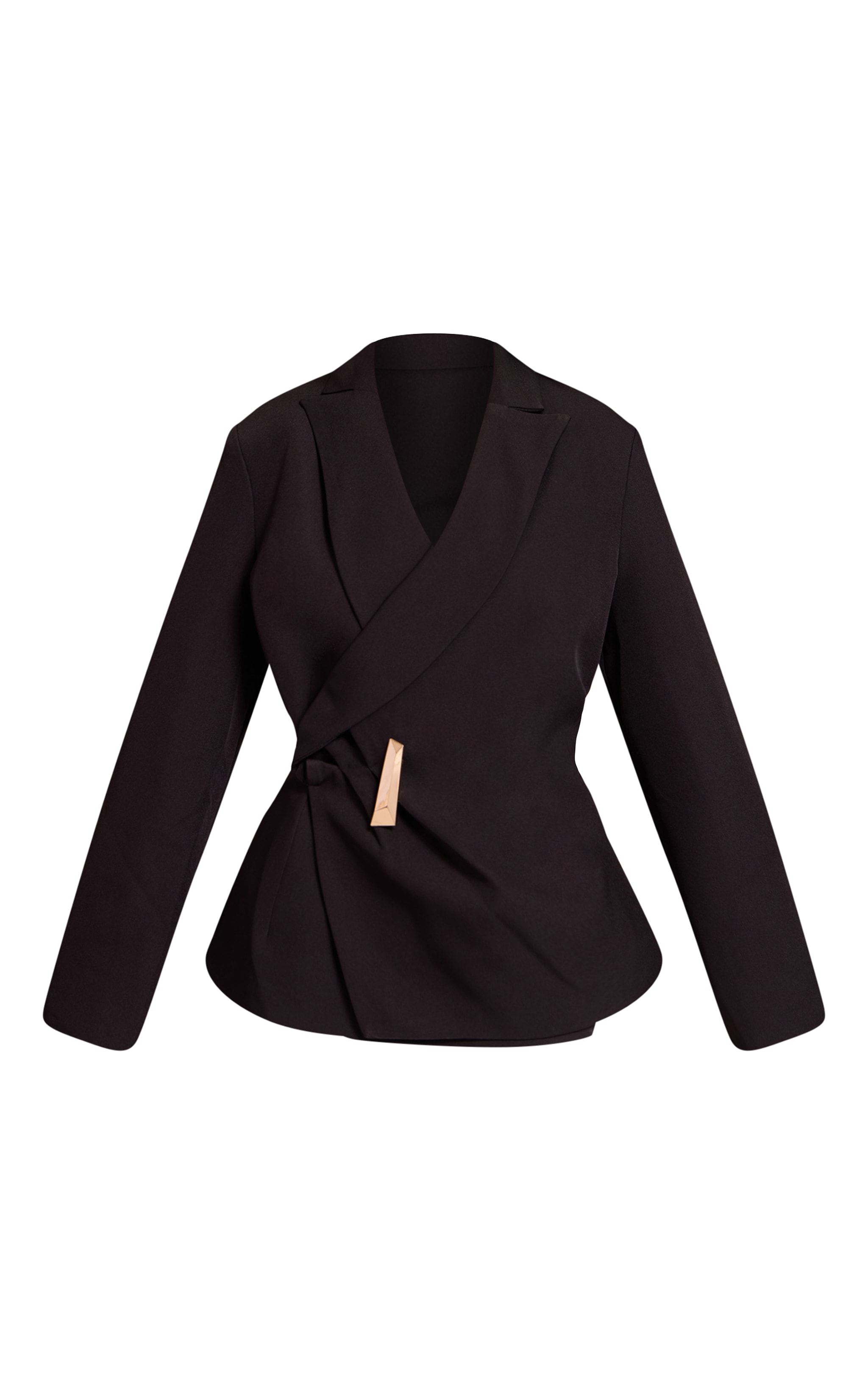 Petite Black Asymmetric Style Wrap Blazer image 5