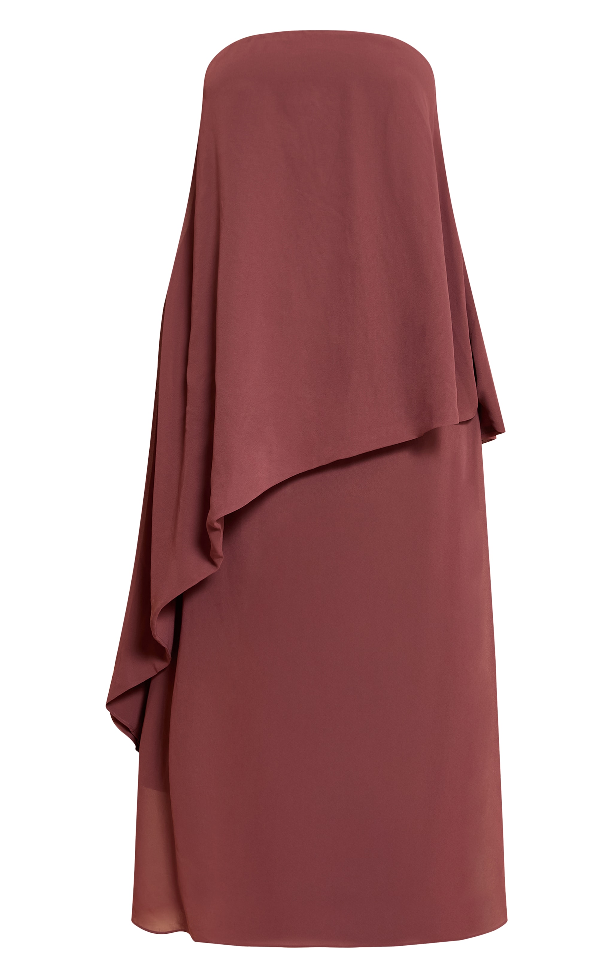 Plus Chocolate Chiffon Bandeau Overlay Maxi Dress image 5