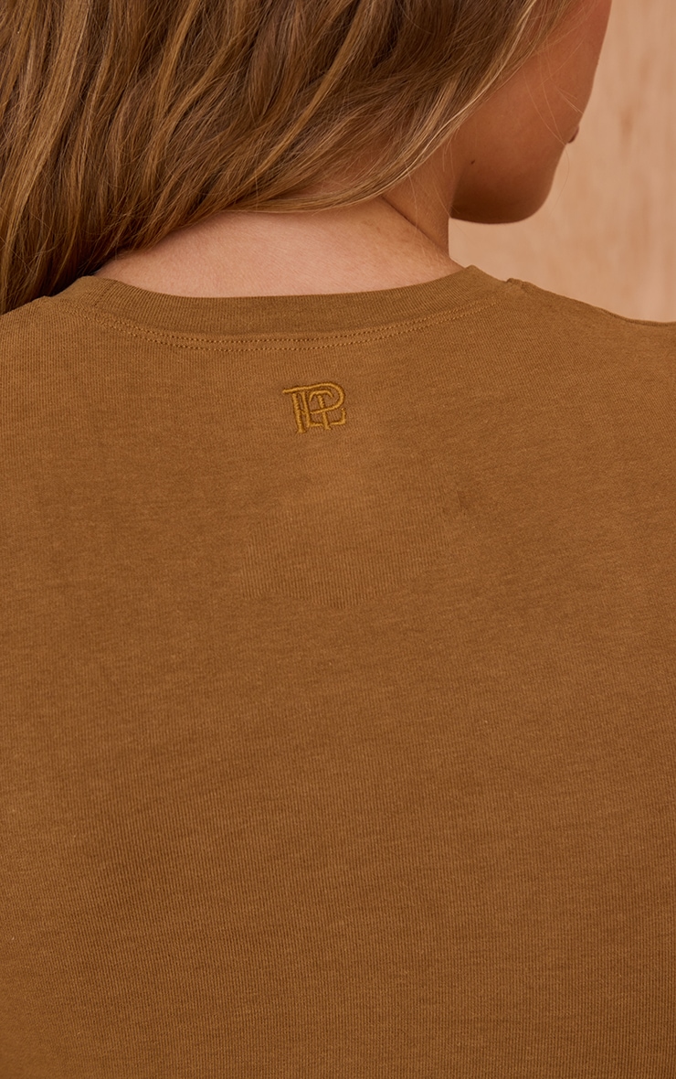 Tan Melange Soft Cotton Short Sleeve Top image 4