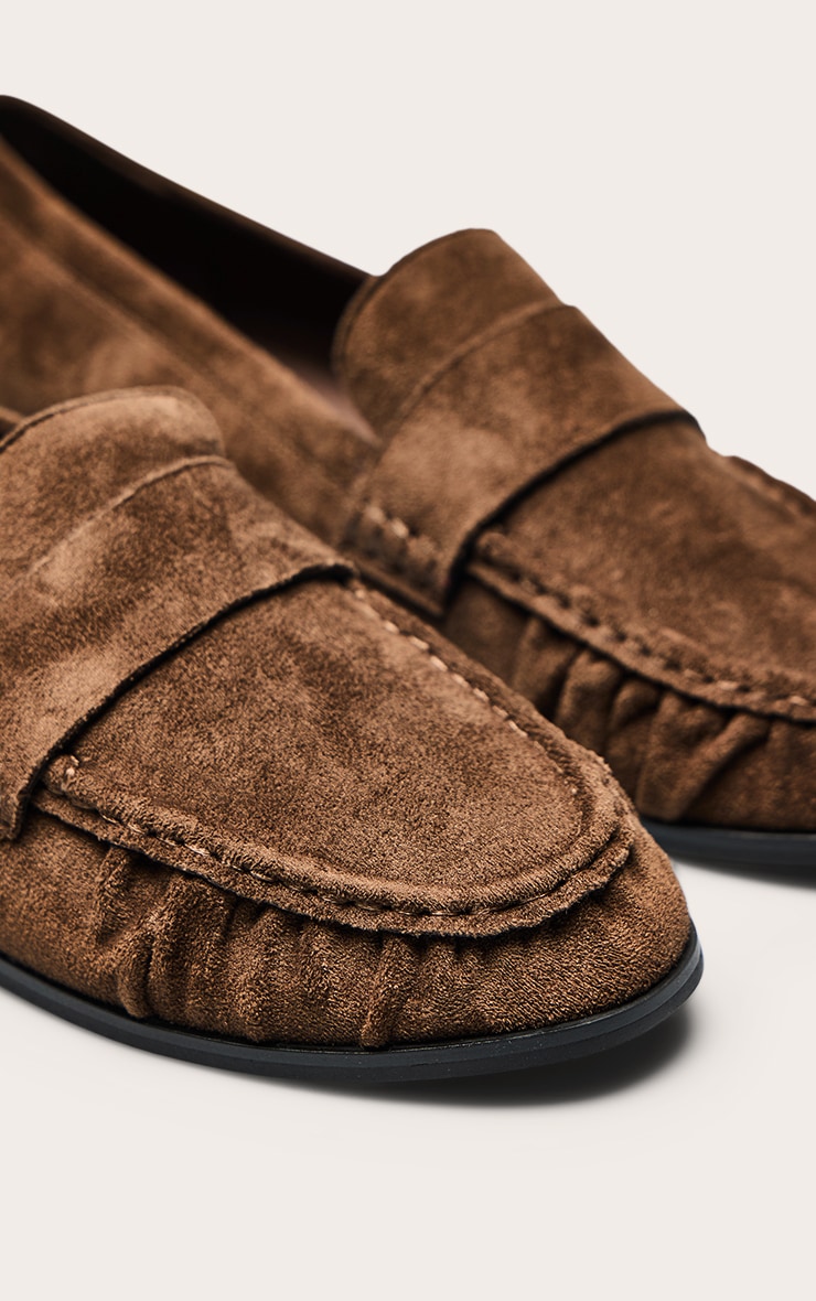 Olive Ruched Trim Faux Suede Loafer image 5