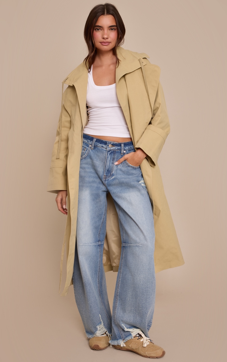 Mid Blue Distressed Barrel Jeans image 2