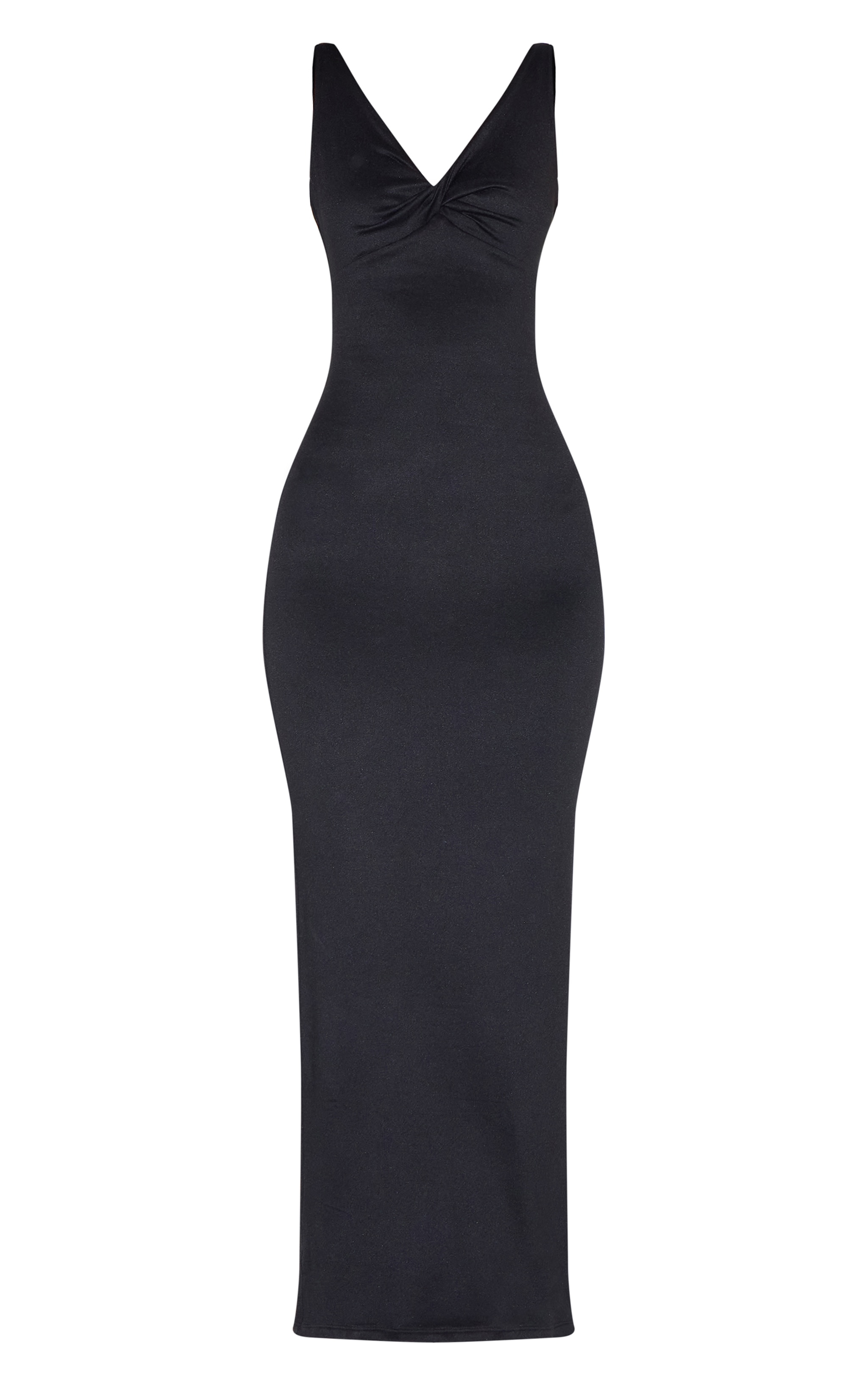 Robe longue doublée noire à buste torsadé et contours image 5