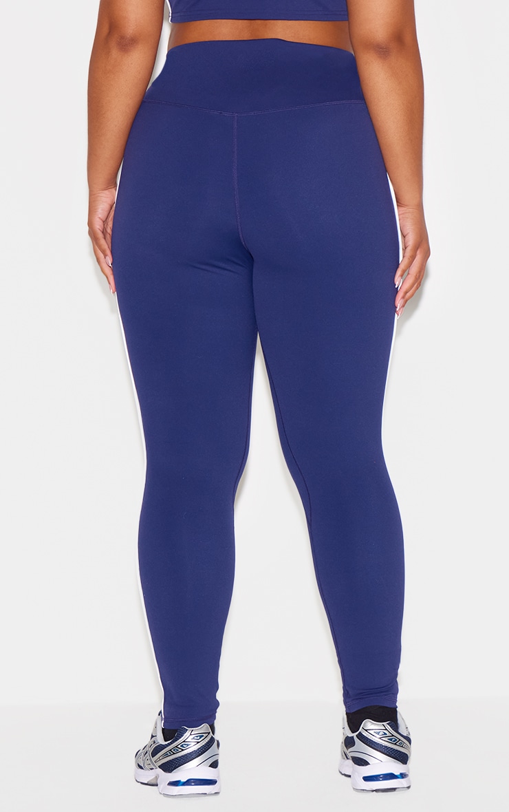 Navy Sculpt Contrast Detail High Waist Gym Leggings image 7
